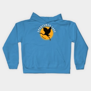 Sportsmen Lake in Michigan Heron Sunrise Kids Hoodie